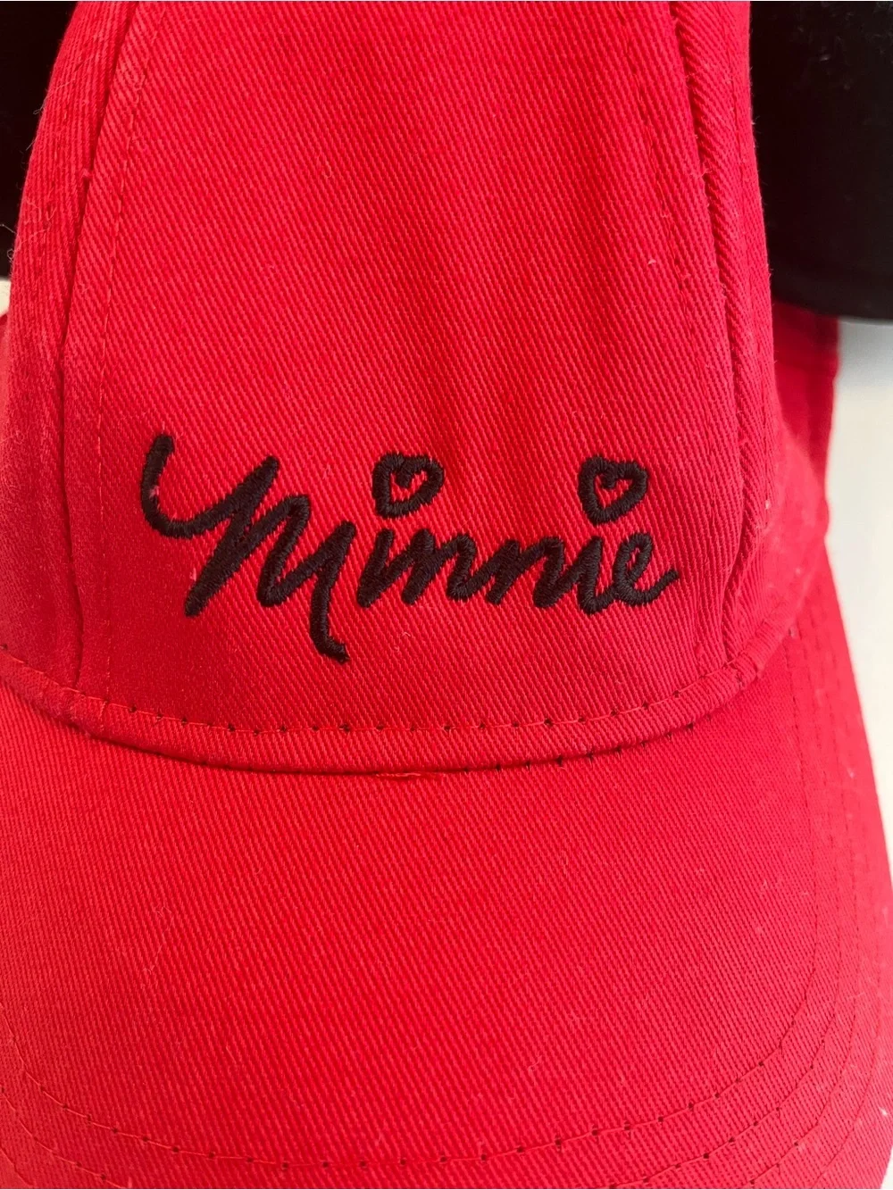 Disney Red Minnie Mouse Ear Cap with Black Ears and Polka Dot Bow